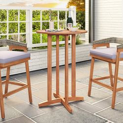39 inch outdoor acacia wood bar table with slatted table top – durable & stylish patio furniture