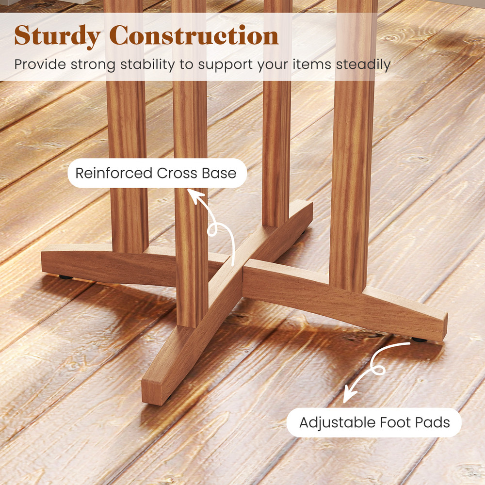 39 Inch Outdoor Acacia Wood Bar Table with Slatted Table Top – Durable & Stylish Patio Furniture