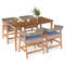 5-Piece Patio Dining Set – Solid Wood Acacia Frame with Rattan Backrest & Cushions for Outdoor Comfort
