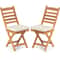 Set Of Patio Folding Chairs With Soft Cushions Acacia Wood Outdoor Lounge Chairs For Balcony Deck O 0