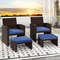 Multipurpose PE Rattan Patio Ottomans Footstool Set Outdoor Wicker Seat Coffee Table Or Footrest Wi 2