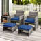 Outdoor Patio PE Rattan Ottomans With Soft Zippered Cushions For Deck Backyard Or Poolside Seating 2