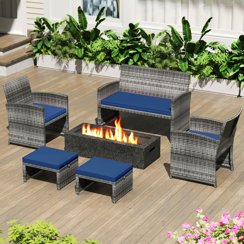 Outdoor Patio PE Rattan Ottomans With Soft Zippered Cushions For Deck Backyard Or Poolside Seating 3