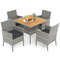 Outdoor PE Wicker Patio Dining Set Acacia Wood Table With Cushioned Chairs Ideal For Backyard Balco 7