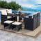 Modern Patio Dining Set With Tempered Glass Table And Cushioned Ottomans SpaceSaving Outdoor Furnit 1