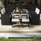 Modern Patio Dining Set With Tempered Glass Table And Cushioned Ottomans SpaceSaving Outdoor Furnit 2
