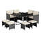 Modern Patio Dining Set With Tempered Glass Table And Cushioned Ottomans SpaceSaving Outdoor Furnit 0