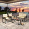 Outdoor Conversation Set Patio Furniture Set With Tempered Glass Coffee Table And PE Rattan Chairs  3
