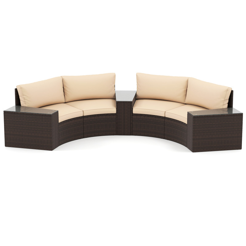Outdoor Patio Furniture Set With Cushioned Loveseats Side Tables AllWeather PE Rattan Sectional Fo 0