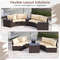 Outdoor Patio Furniture Set With Cushioned Loveseats Side Tables AllWeather PE Rattan Sectional Fo 5