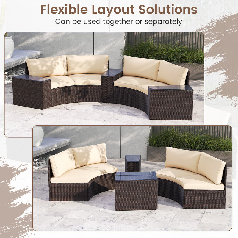 Outdoor Patio Furniture Set With Cushioned Loveseats Side Tables AllWeather PE Rattan Sectional Fo 5