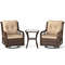 Outdoor Patio Furniture Set PE Wicker Swivel Glider Chairs  Tempered Glass Side Table With Cushions 0
