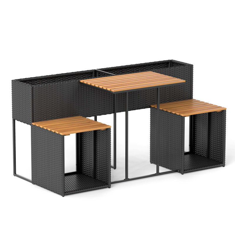 Patio Furniture Set With Raised Garden Bed 3Piece Outdoor Conversation Set For Porch Yard 6