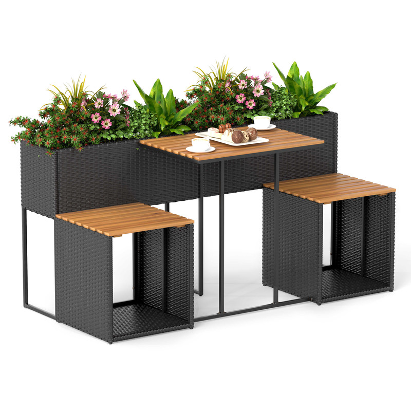 Patio Furniture Set With Raised Garden Bed 3Piece Outdoor Conversation Set For Porch Yard 7