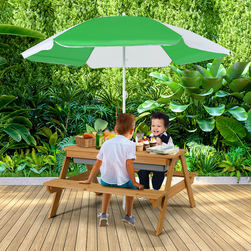 Kids Water  Sand Table 3in1 Outdoor Picnic Set With Removable Umbrella  Boxes 0