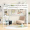 Twin Size Loft Bed Frame With Angled Desk  Builtin LadderWhite SpaceSaving Modern Design 1