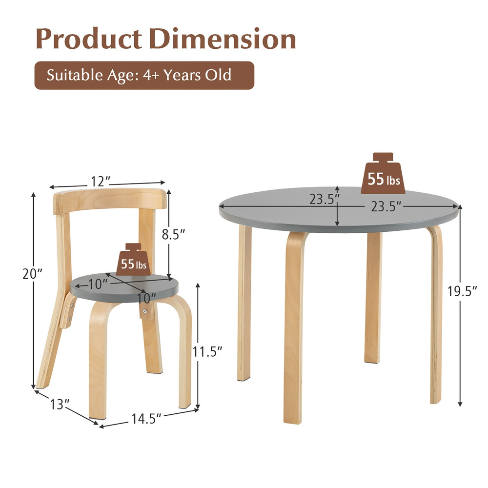 5Piece Kids Wooden Curved Back Activity Table  Chair Set With Toy Bricks Durable  SpaceSaving 6