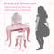 Kids Vanity Set With Oval Rotatable Mirror  Stool Adjustable Makeup  Study Table For Girls 3