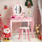 Kids Vanity Set With Oval Rotatable Mirror  Stool Adjustable Makeup  Study Table For Girls 7