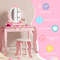 Kids Vanity Set With Oval Rotatable Mirror  Stool Adjustable Makeup  Study Table For Girls 2