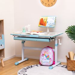 height-adjustable kids desk with tilt desktop & book stand, ergonomic study desk for growing children