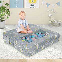 kids play sofa set with ottoman, soft, removable & machine washable cover – space-themed glow