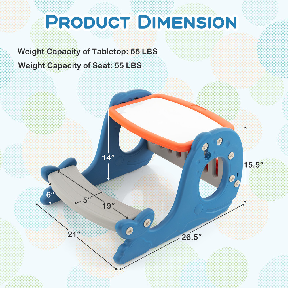 4in1 Toddler Activity Table Convertible Kids Easel With Whiteboard Storage  Bench  WhaleShaped Desi 6