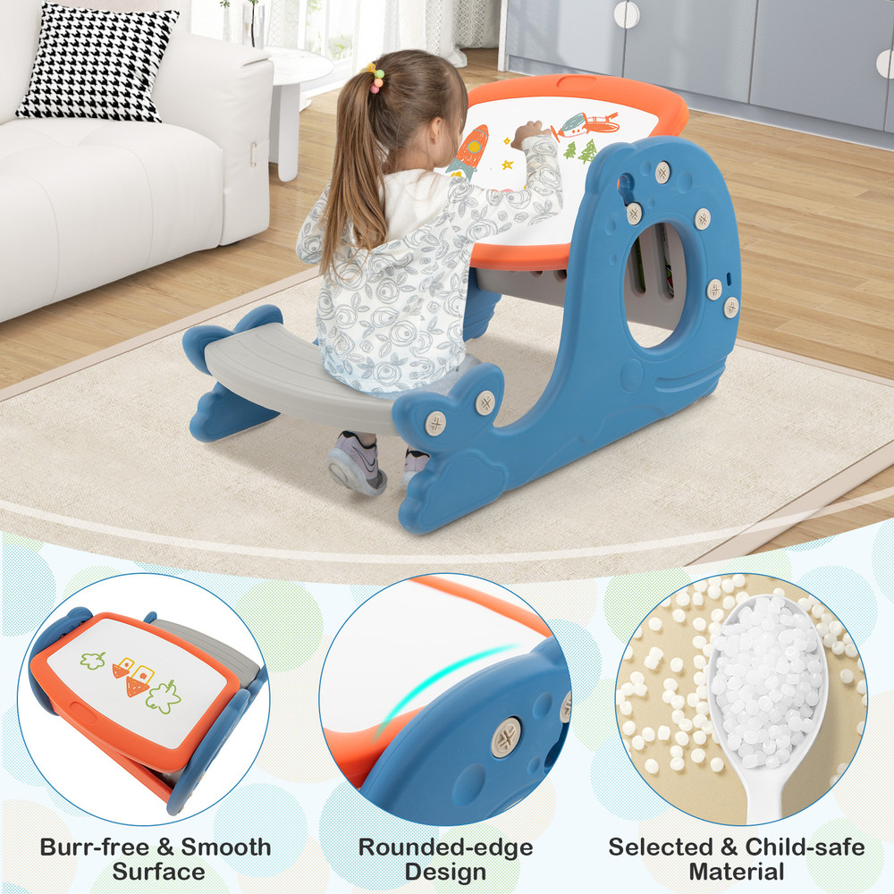 4in1 Toddler Activity Table Convertible Kids Easel With Whiteboard Storage  Bench  WhaleShaped Desi 3