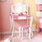 Acrylic Mirror Kids Vanity Set Wooden Makeup Table And Stool For Girls With Drawer Safe Design  Gif 1