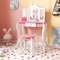 Acrylic Mirror Kids Vanity Set Wooden Makeup Table And Stool For Girls With Drawer Safe Design  Gif 2