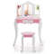 Acrylic Mirror Kids Vanity Set Wooden Makeup Table And Stool For Girls With Drawer Safe Design  Gif 7
