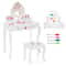 Childrens Vanity And Stool Set With 360 Mirror Whiteboard MultiPurpose Makeup And Study Table With 7