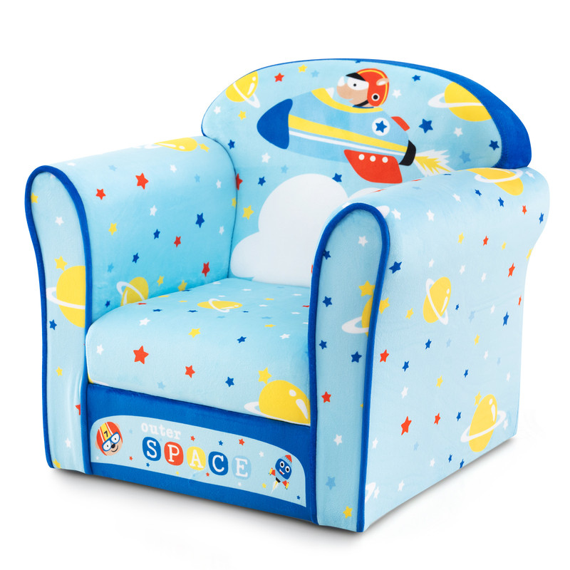 Toddlers Sofa Chair with Velvet Fabric Cover & High-Density Sponge Filling, Comfortable Kids Chair