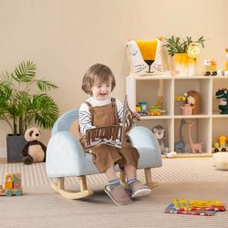 premium toddler rocking chair with solid rubber wood frame & soft velvet cover