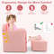 Ultra Soft Velvet Kids Sofa Chair, Toddler Couch with Ottoman for Ages 0-5