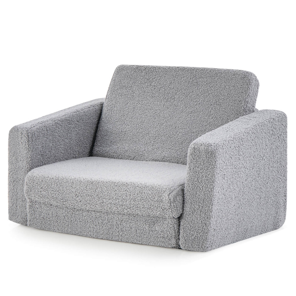 2-in-1 Toddler Fold Out Couch, Convertible Kids Sofa to Lounger with Washable Cover