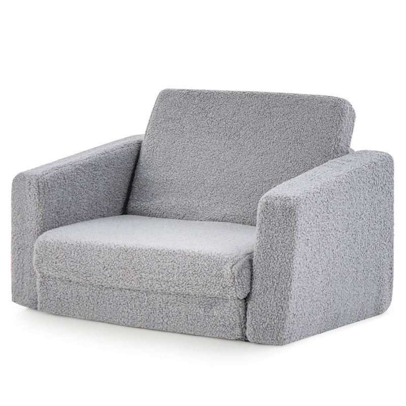 2-in-1 Toddler Fold Out Couch, Convertible Kids Sofa to Lounger with Washable Cover