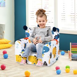 high-density padding kids sofa with armrest and extra pillow, ergonomic & ultra-soft