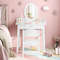 Kids Vanity Set with Lighted Mirror, White Dresser Desk for Girls