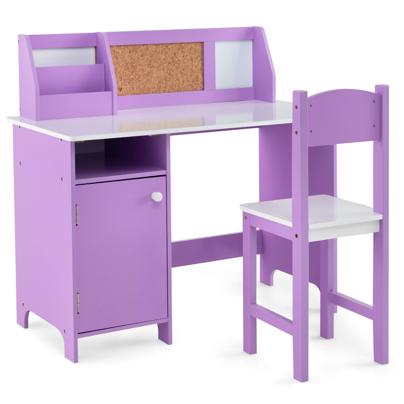 Multifunctional Kids Table And Chair Set With Bookshelf And Cabinet Ergonomic Study Table For Child 0
