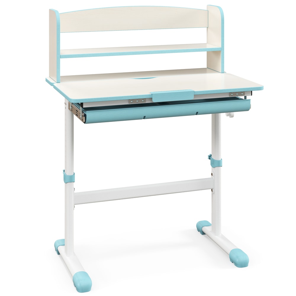 Ergonomic Height Adjustable Kids Study Desk With Tilt Desktop Storage Shelves Drawer Childrens Lea 0