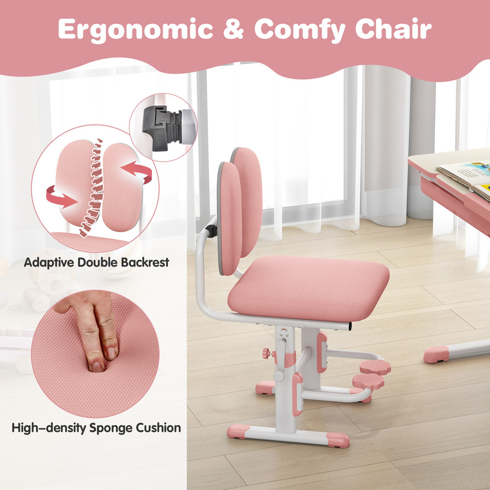 Ergonomic Height Adjustable Study Table And Chair Set For Kids School Home Learning Desk With Tilt 2