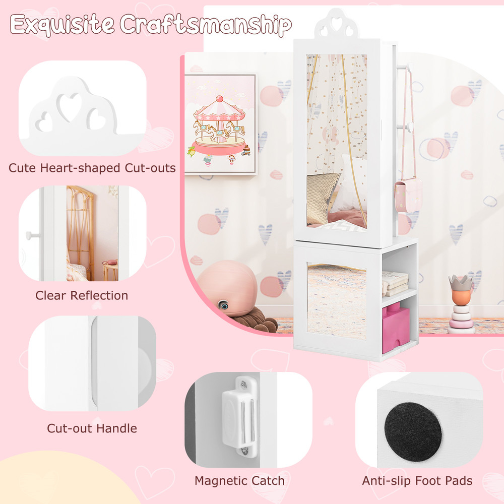 Princess Vanity Table And Stool Set With Mirror And Jewelry Cabinet Armoire Kids Freestanding FullL 5