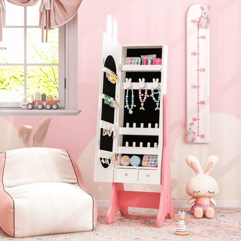 Kids Room Furniture Set With Princess Vanity Table And Chair Includes FullLength Mirror Jewelry Cab 2