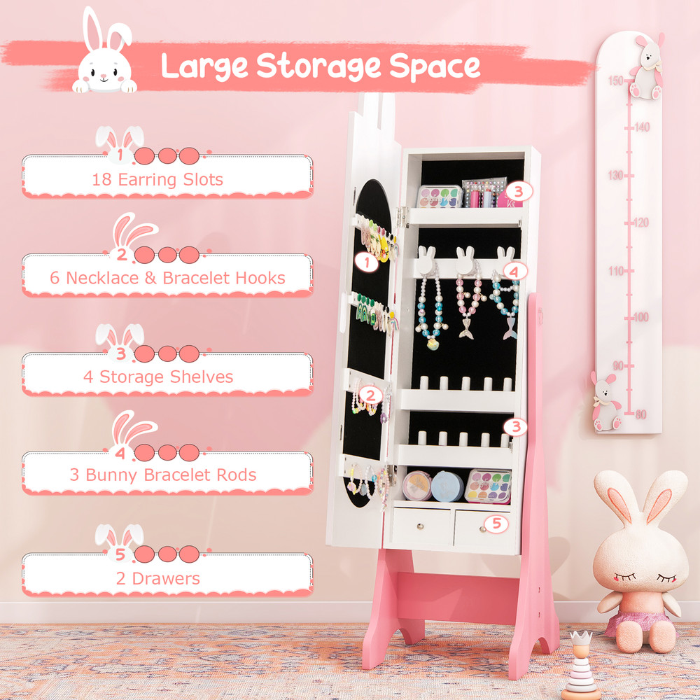 Kids Room Furniture Set With Princess Vanity Table And Chair Includes FullLength Mirror Jewelry Cab 6