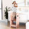 Adjustable Kids Kitchen Tower With Chalkboard And Safety Rail Wooden Montessori Standing Step Stool 1