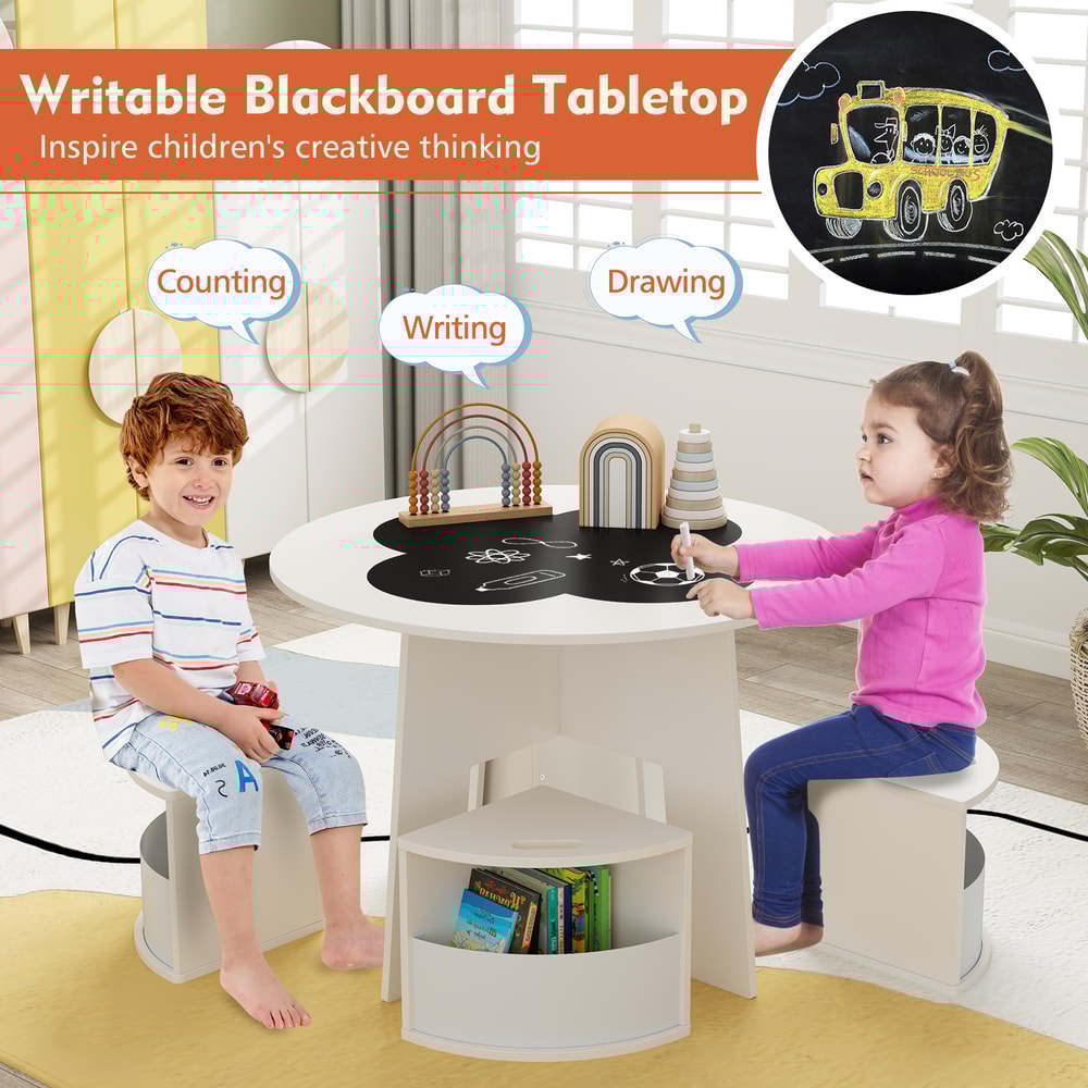 Childrens Activity Table And Chair Set Storage Stools Nesting Design Perfect For Toddlers Playroom 3