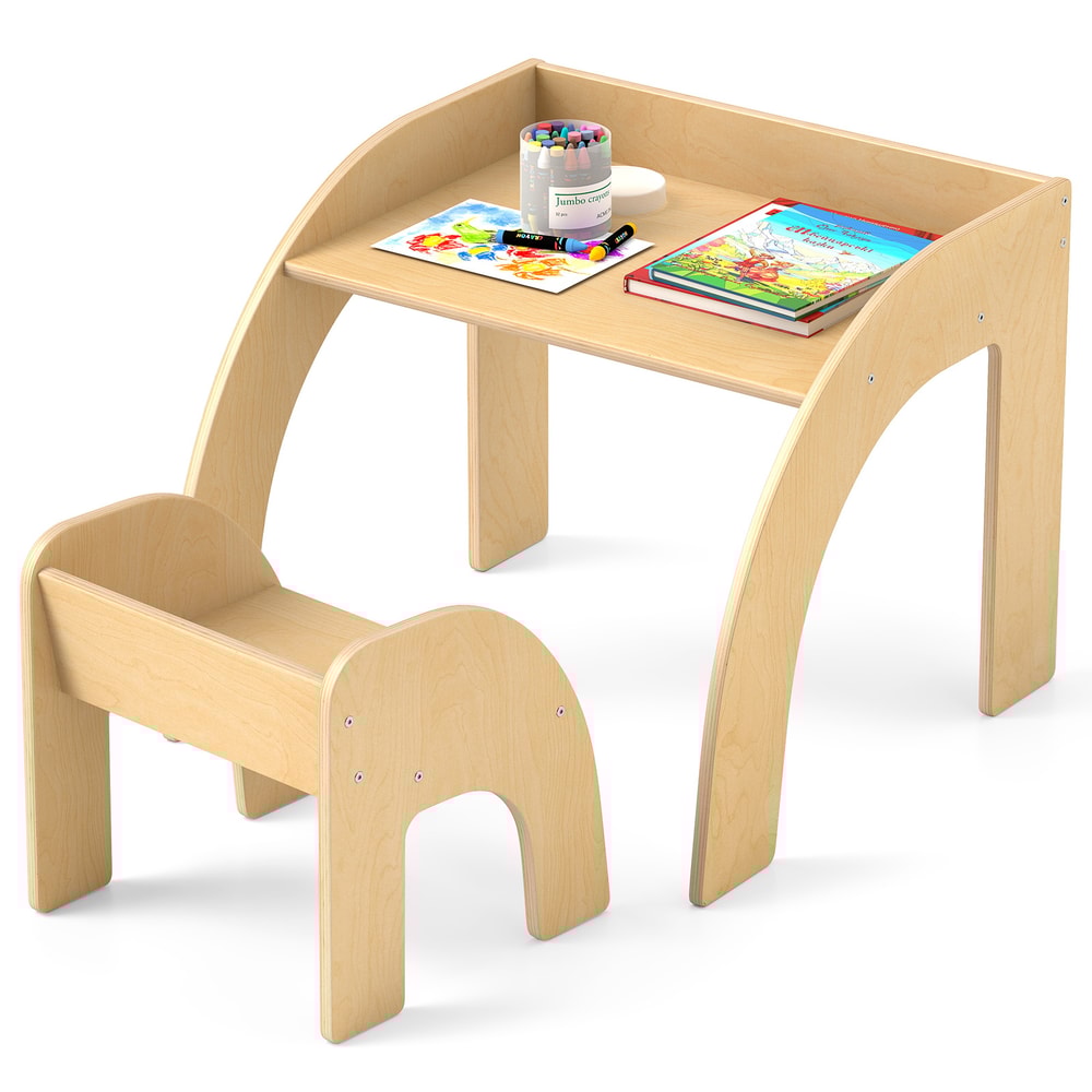 Kids Table And Chair Set With Wide Tabletop Curved Edges For Kids Room Sturdy Spacious 7