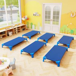 6-pack stackable kids cots, portable 53" daycare sleeping beds with heavy-duty frame - space-saving design