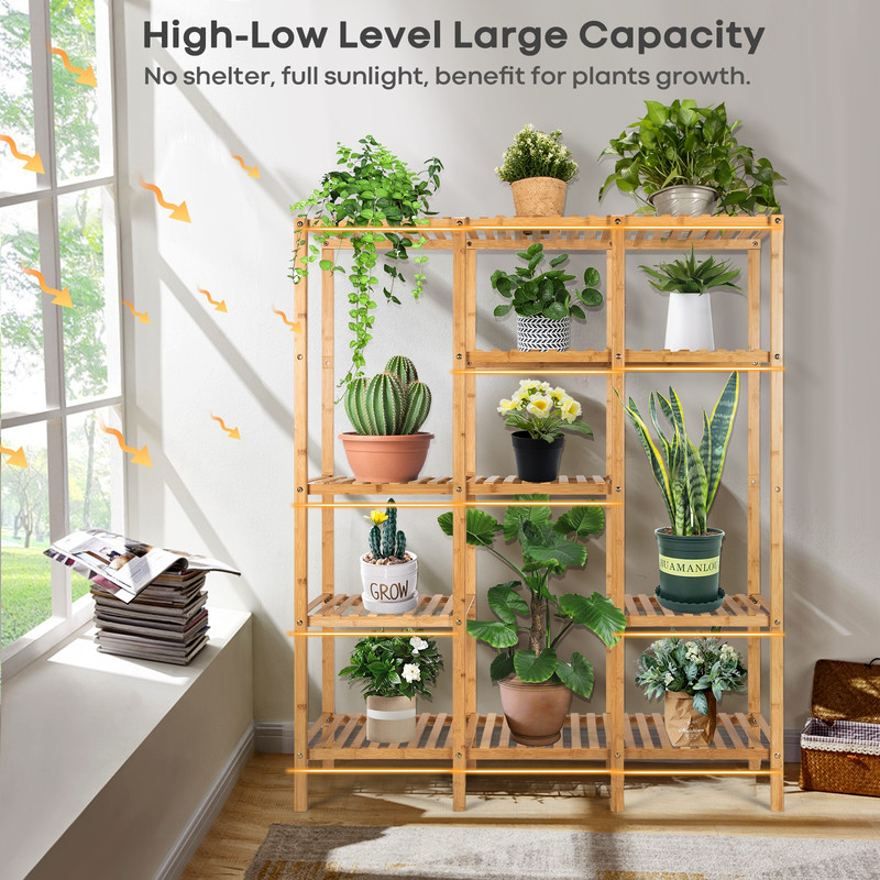 Bamboo Shelf Organizer Rack Multifunctional Storage Unit For Home  Office 1